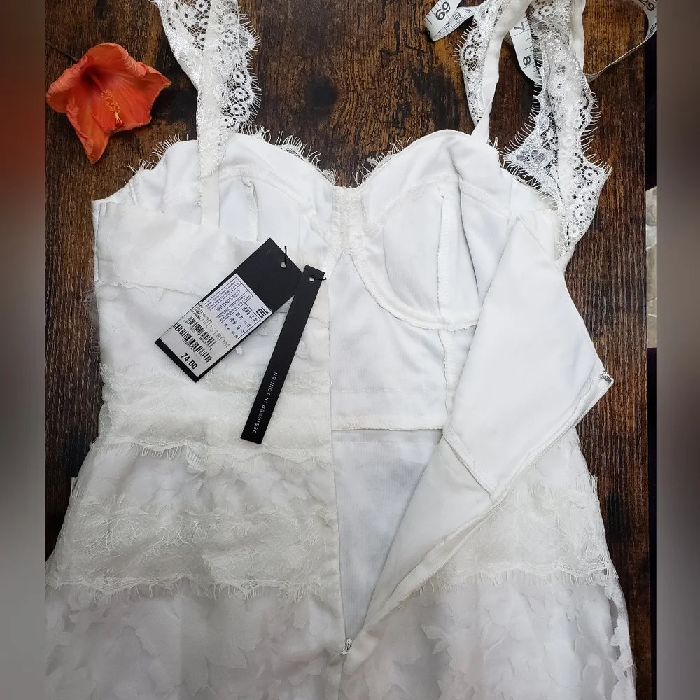 US XS Nordstrom lace overlay balconette midi hoco, wedding bustier - Picture 7 of 14